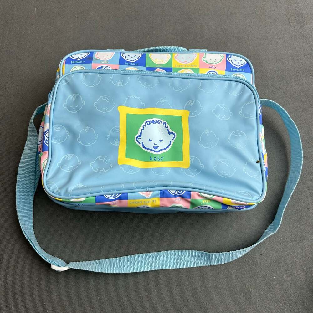 Vintage Chicco Pastel Baby Faces Pattern Diaper Bag or Travel Case